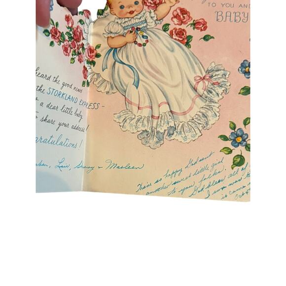 Baby Newborn Cards (4) Welcome Congratulations VTG Used USA Made Birth Announce - Picture 7 of 9